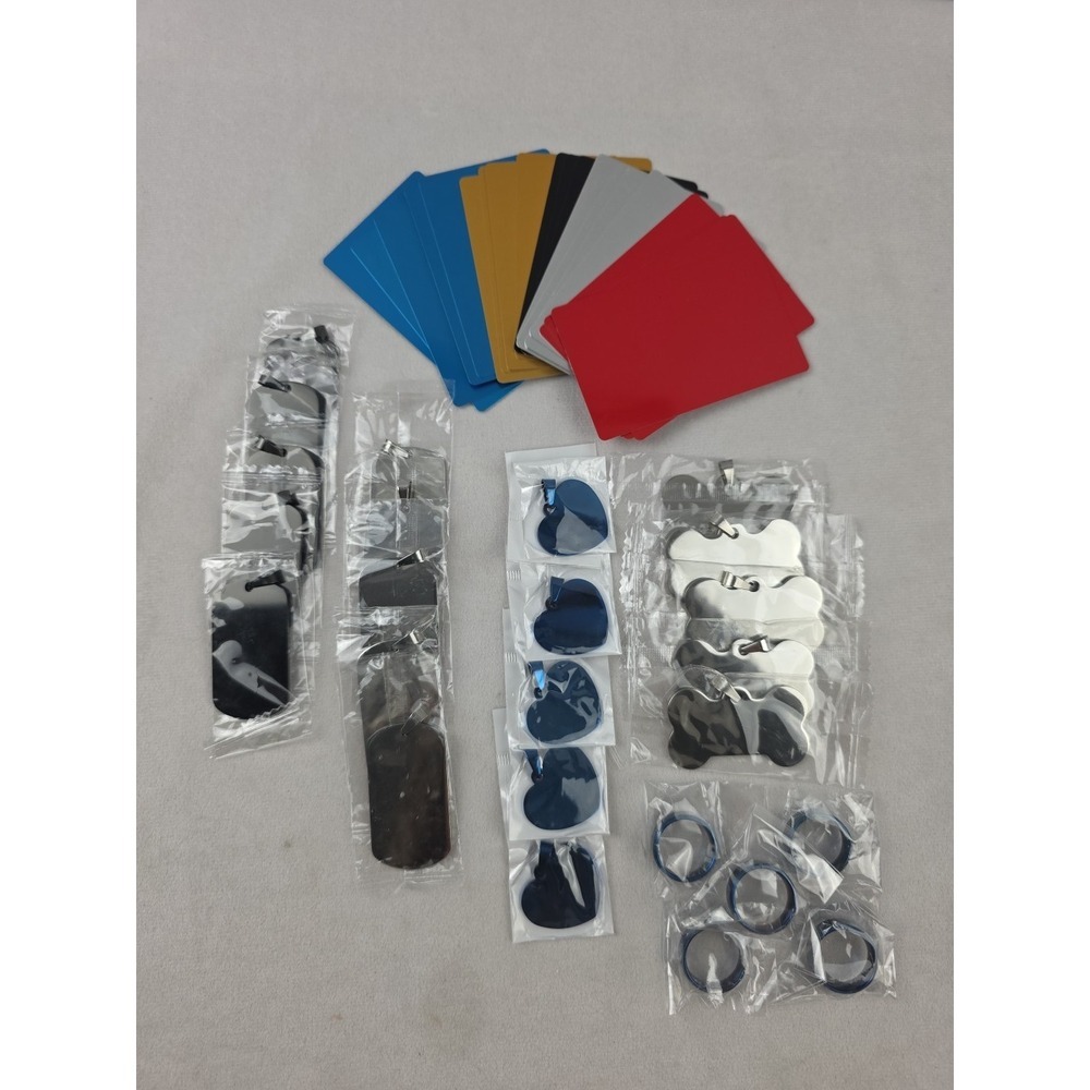 Mixed Lot of Engravable Stainless Steel Items Pendants, Cards, Rings, Pet